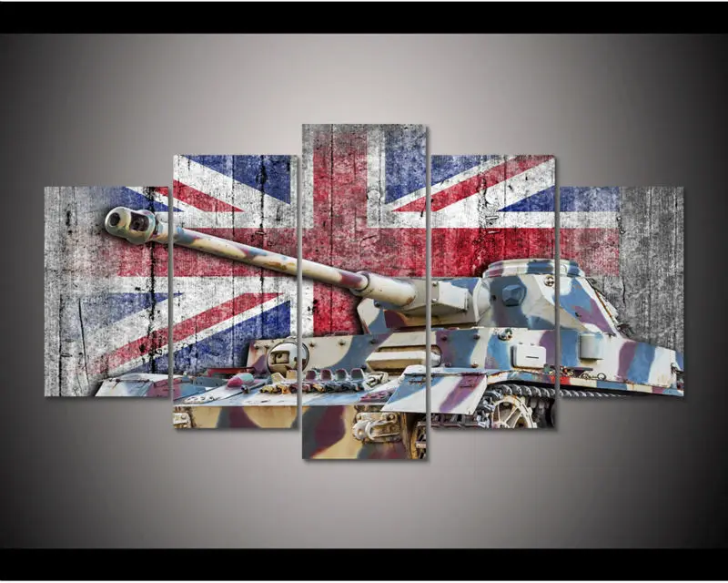 Impresion Hd 5 Uds Tanque De Bandera Del Reino Unido Lienzo Arte