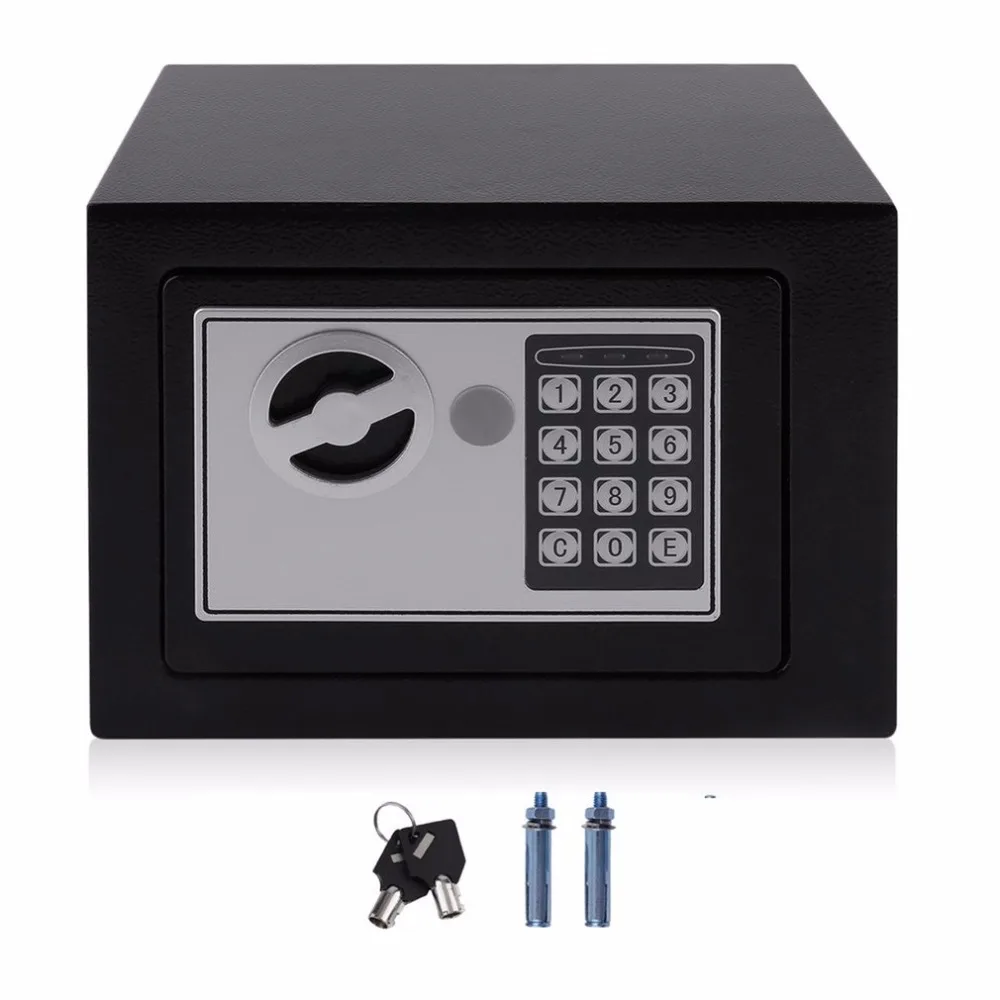 4.6L Strongbox Твердая стальная электронная коробка-сейф с Блокировка цифровой клавиатуры Strongbox Mini Lockable Money Cash шкатулка для хранения ювелирных