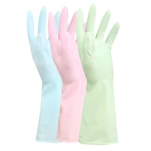 Прямая поставка 1 пара однотонные мягкие прочные латексные перчатки противоскользящие перчатки для мытья посуды кухонные перчатки для ванной с длинными рукавами