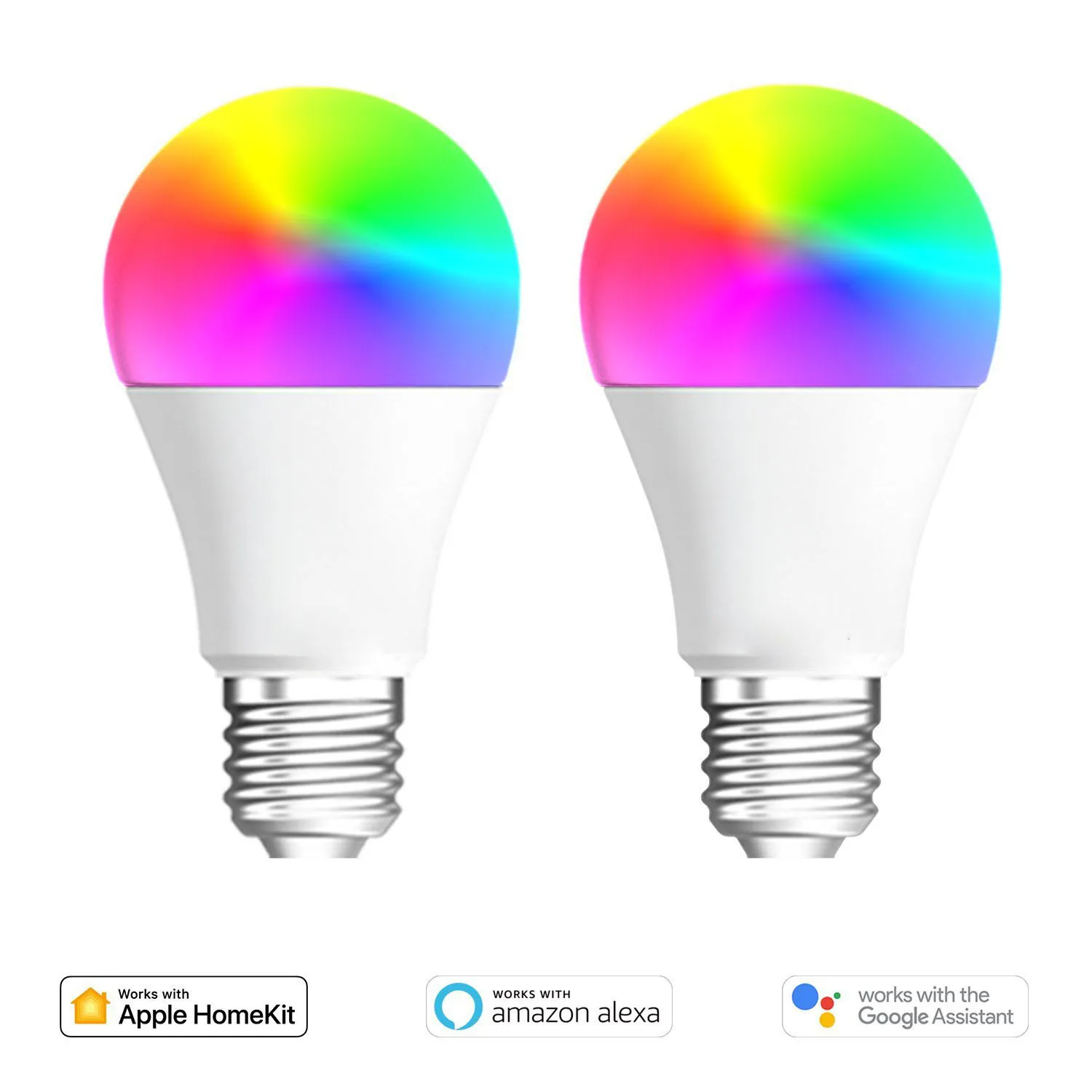 Wi-Fi умный Светодиодный лампа E27 12 Вт RGBCW домашнего освещения затемнения Разноцветный свет Homekit, совместимый с Alexa и Google Home