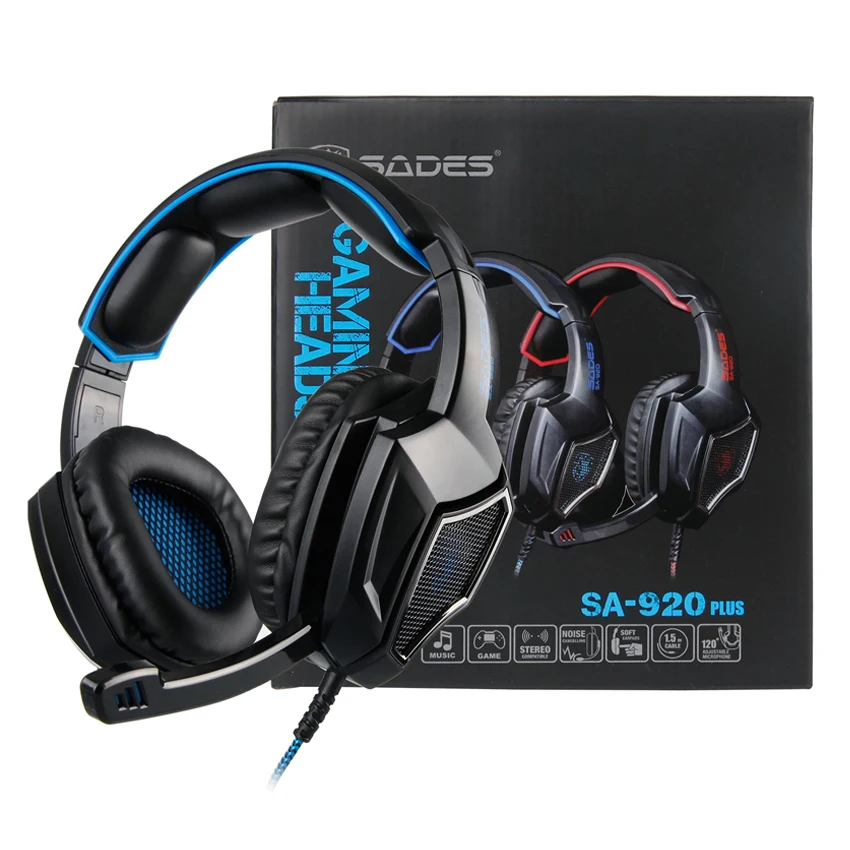 Sades SA-920 плюс PC Gaming Headset шлем PS4 геймер стерео наушники с микрофоном для новых Xbox One сотовый телефон ноутбук