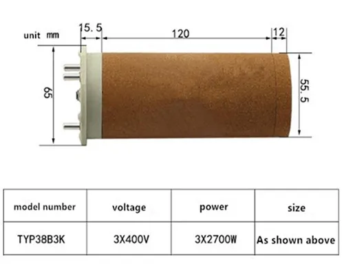 Бесплатная доставка 3*400 В 3*2700 Вт нагревательный элемент TYP38B3K Керамика нагрева core Керамика нагреватель горячего воздуха сварщик пистолет
