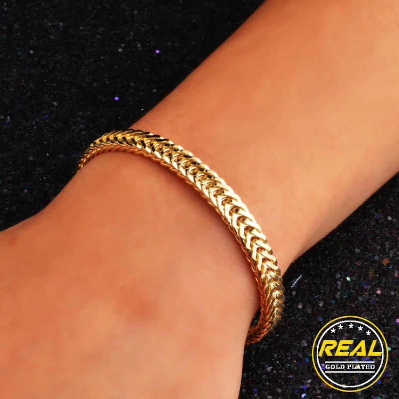 

Men's Hip Hop Box Chain Bracelet Gold Bracelets & Bangles Men Women Wristband Street Jewelry Replica Twisted Links Customize
