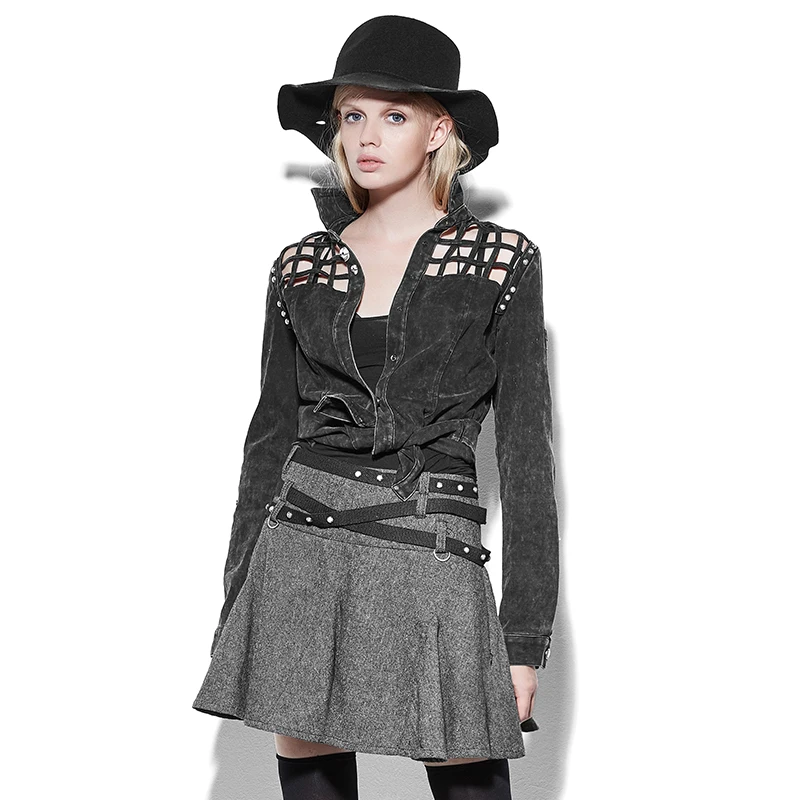 

2017 Spring News Gothic Frayed Vintage Coat Femme Ladies Denim Cloth Coats Can Roll Sleeves Hollow Out China Cheap Clothes