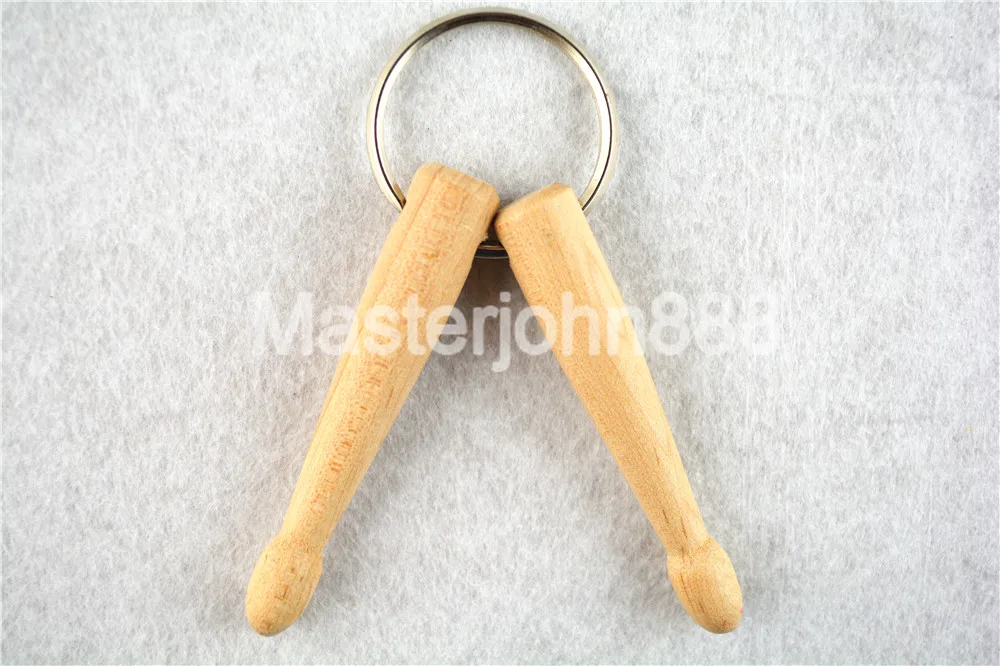 Natural Wooden Drum Stick Keychain Drumsticks Key Ring Free Shipping
