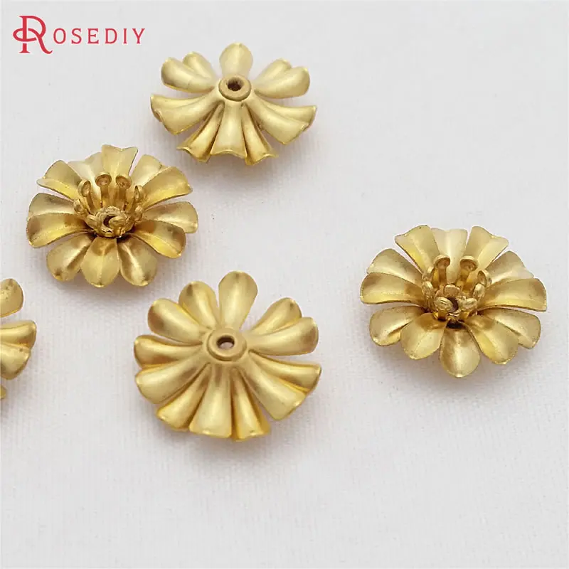 

(29469)20PCS 14MM Not plated color Brass 3D Flowers Beads Caps Diy Jewelry Findings Accessories Wholesale