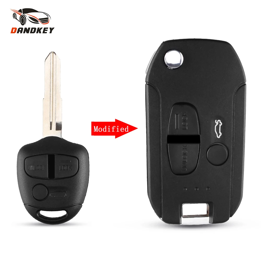 

Dandkey Modified Flip Remote Car Key Shell for Mitsubishi Lancer Grandis Evolution Outlander Key Fob Right/Left Blade 2/3 Button