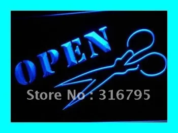 

i272 Open Hair Cut Scissors Shears Sign LED Neon Light NR On/Off Switch 20+ Colors 5 Sizes