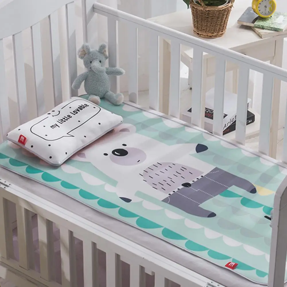 Baby Ice Silk Mat With Pillow Set Kindergarten Baby Mattress Cute Cartoon Crib Baby Ice Silk Mat With Pillow Set Kindergarten Baby Mattress Cute Cartoon Crib
