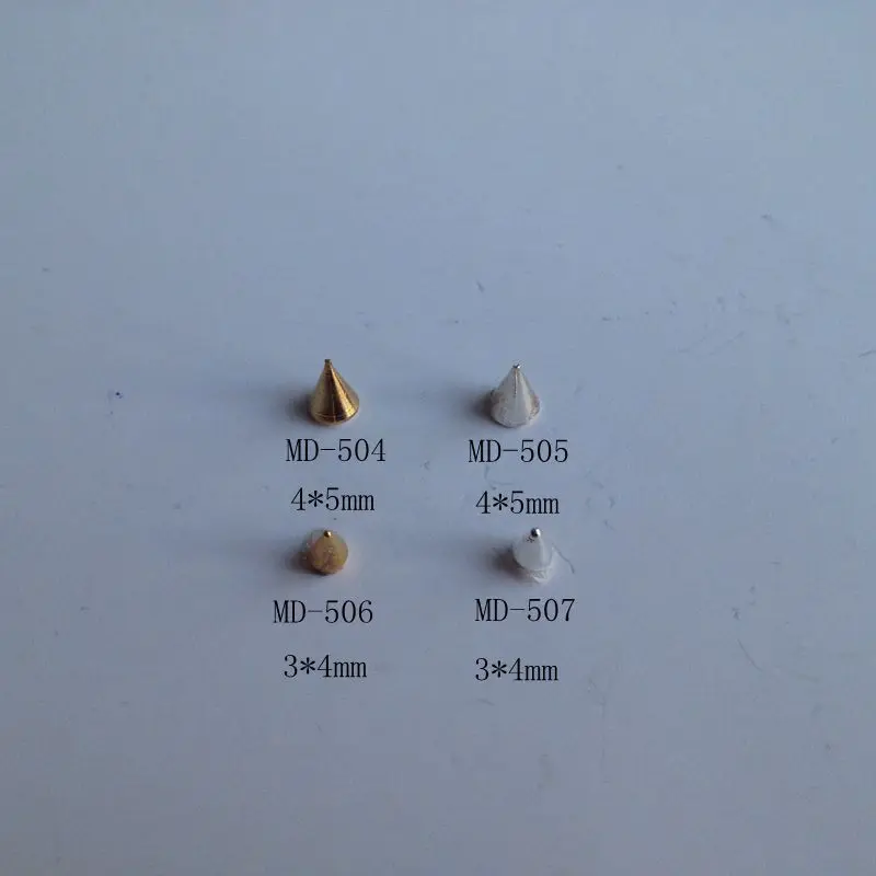 

200pcs/bag Gold and Silver Metal Spike Stud Nail Art Decoration Cellphone Decoration MD504-507