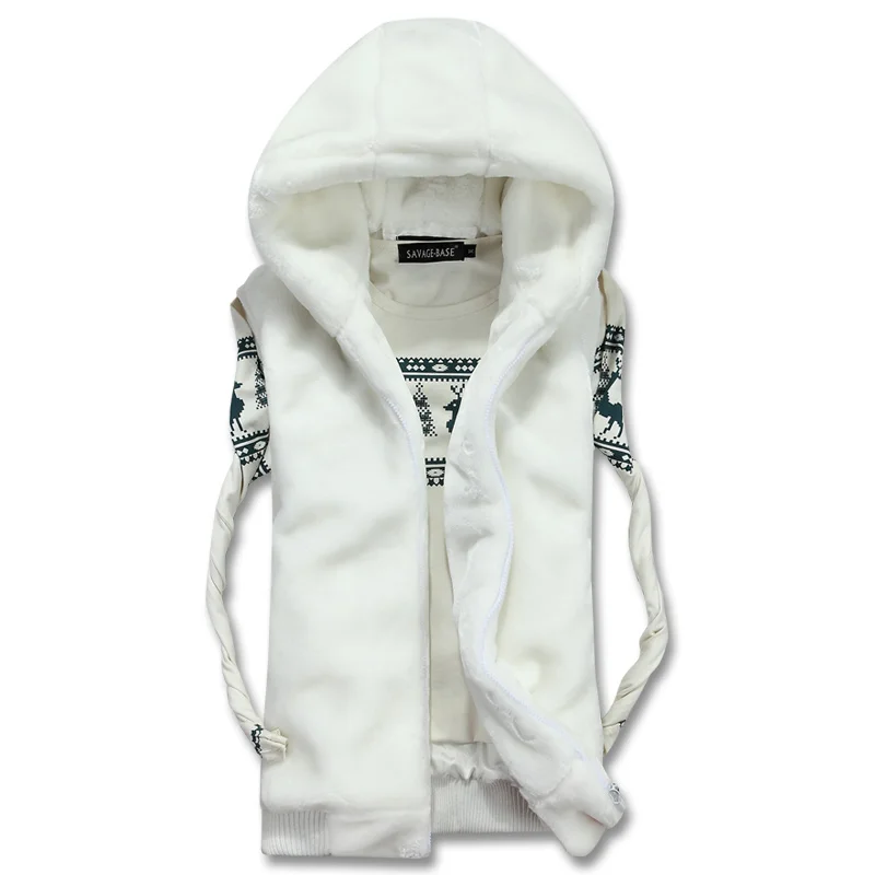 

Mens Fur Furry Hooded Vest Warm Thicken Peacoat Winter Velvet Sleeveless Coats Outwear Boys 3colors Plus Size M-4XL A1200