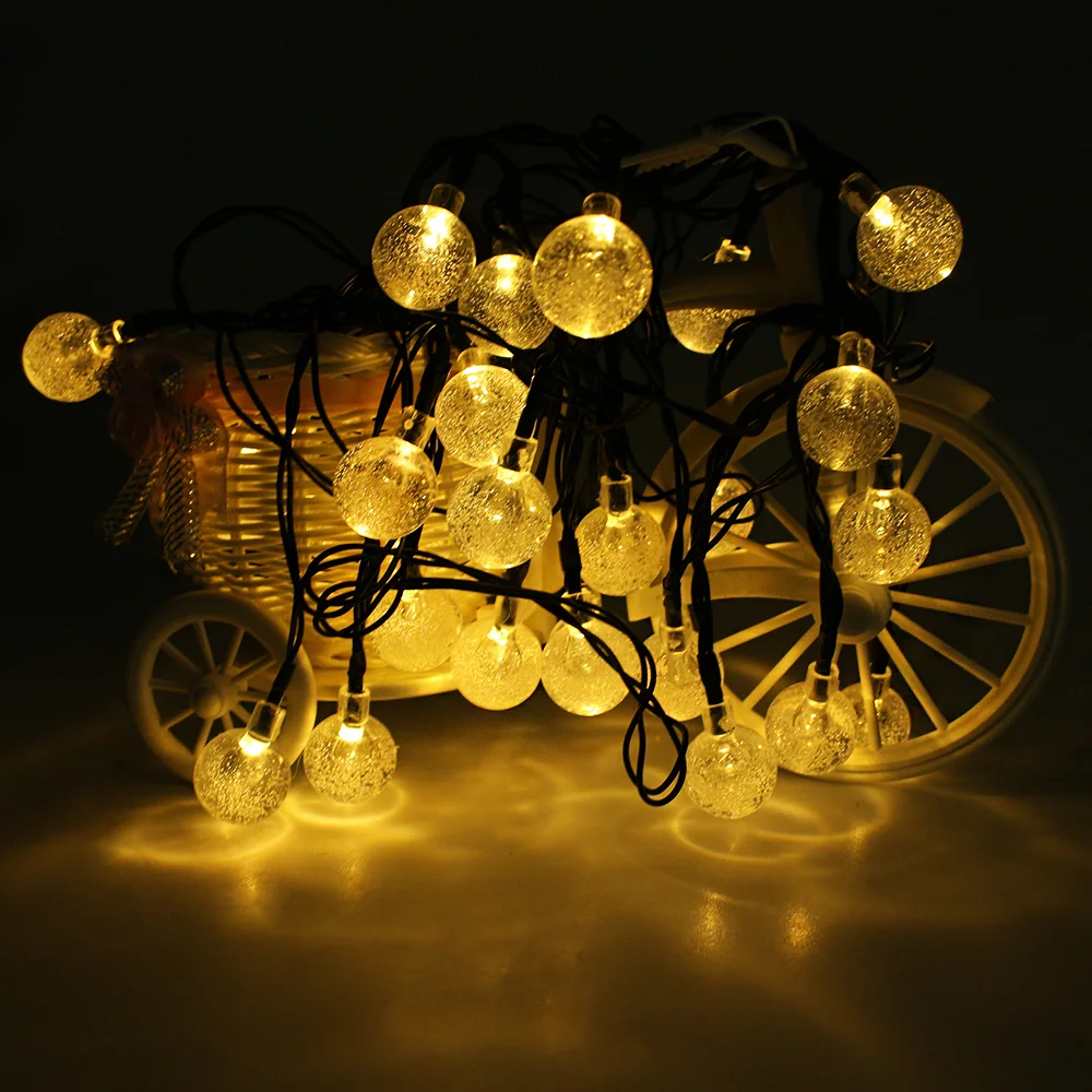 2 pak 20ft 30 LED Crystal Ball Zonne-energie Populairste Globe Fairy Lights voor Outdoor Tuin Kerst Decoratie
