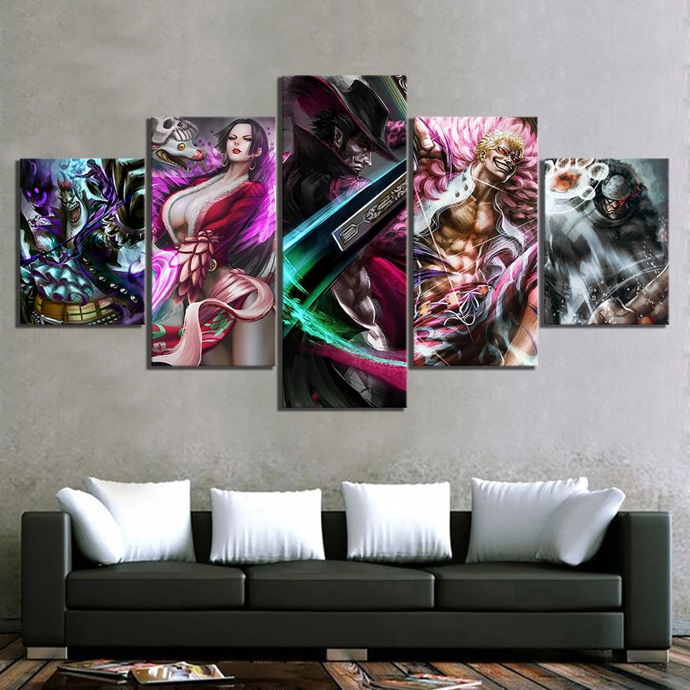 Modular Pictures Home Decor 5 Panel ONE PIECE WARLORD SHICHIBUKAI Anime Wall Art Modern Canvas Prints Painting Poster Bedroom | Дом и сад