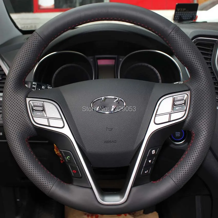 Case for Hyundai Grand Santa Fe 2013 ix45 Steering wheel covers Car styling DIY genuine leather Anti-slip breathable car | Автомобили и