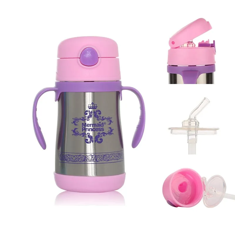 

Baby stainless steel cup Thermos bottle Leakproof Creative cup Bottle pipette With handle Baby Trainer Cup