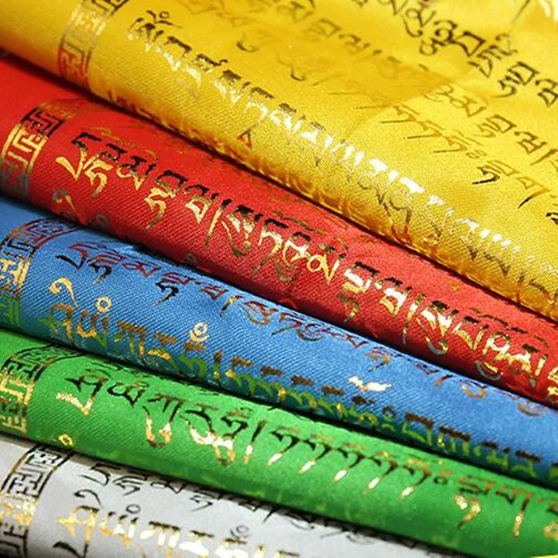Тибетский буддийский Ваджрасаттва золото Писание молитвенный флаг шелк пять цветов печать 6,5 метров 20шт/струна религиозная удача Писание