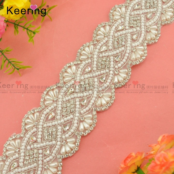 

Fancy 7cm Width Bead And Rhinestone Trim For Wedding Dress WRA-770