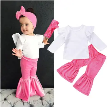 

Sweet Newborn Baby Kids Girls Clothes Casual Tops Pants Headband Outfits 3Pcs