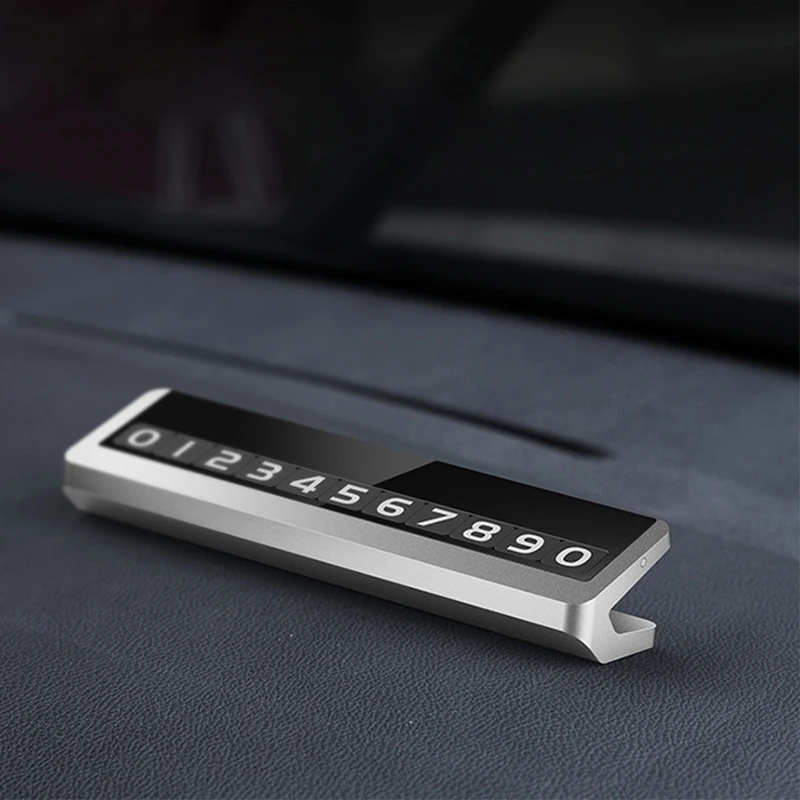 

Fashion Metal Car Temporary Parking Card Plate with Luminious Night Light Hideable Car Phone Telephone Number Card Car Styling