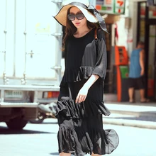 Лето-осень новые модные по индивидуальному заказу сделанный Для женщин Повседневное плюс Размеры 3XS-10XL длинное, шифоновое Vestido Женские нарядные платья с принтом