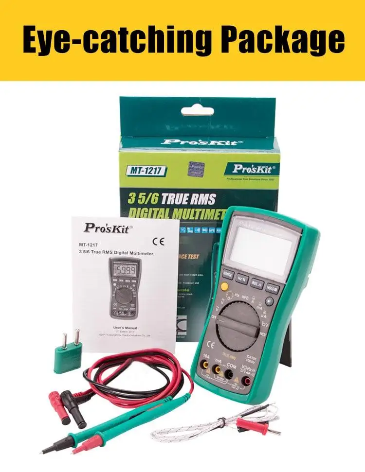 Pro 'skit 3 5/6 True RMS цифровой мультиметр Авто Диапазон частота, емкость, Температура DMM все в 1 AC True RMS измерение