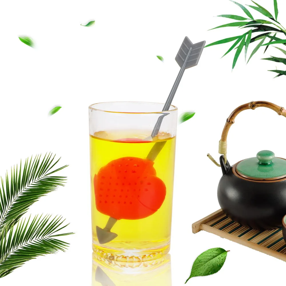 

NICEYARD Herbal Filter Diffuser Tea Strainer Arrow Through Heart Shape Tea Infuser Empty Tea Bags Kitchen Supplies Teaware