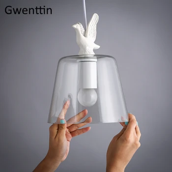 

Modern Glass Pendant Lights Bird Hanging Lamp Home Decor Dining Room Bedroom Kitchen Loft Industrial Lighting Fixtures Luminaire