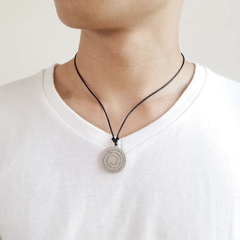 Vnox, Молитвенное ожерелье для мужчин и женщин, религиозные украшения из нержавеющей стали, кожаная цепочка 20 дюймов