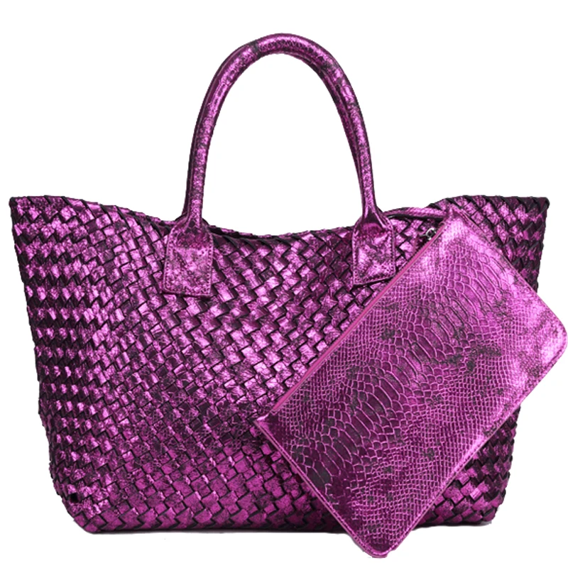 

New Large Capacity Leather Knitting Shoulder Bag Leather Sac Paille Beach Bag Cheap Women Bags Sac A Dos Cheap Ladies Bolsa