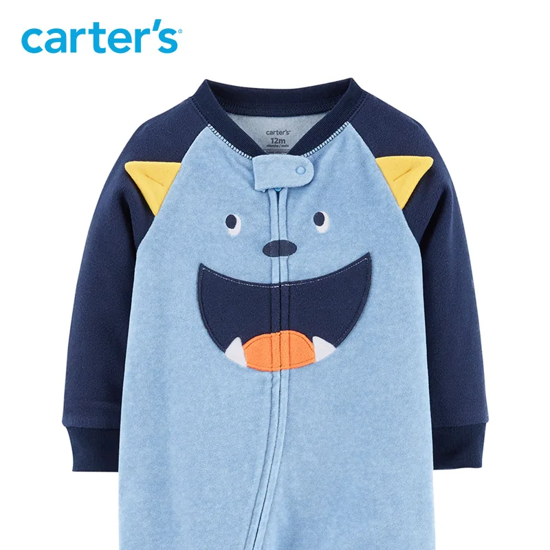Carter's/1 шт. Монстр флис безногий Комбинезоны для малышек с длинным рукавом Monster ears