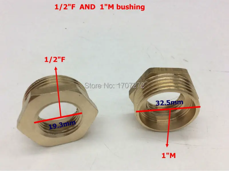 

Free Shipping 1'' male x 1/2"female Brass Pipe Reducing Hex Bushing Fitting Coupler, copper bushing, brass fitting,