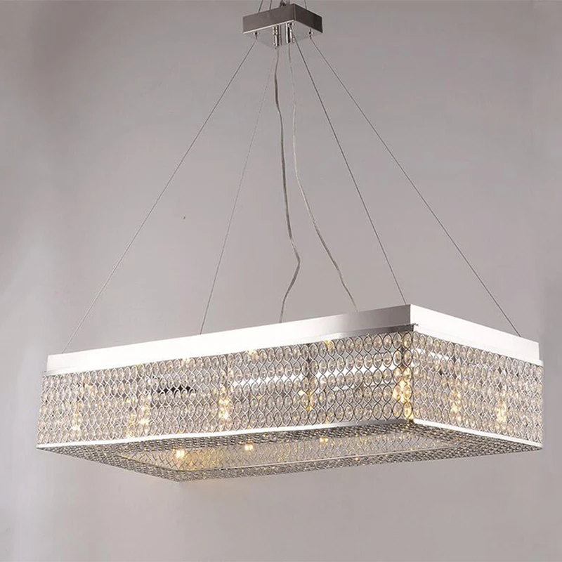 

jmmxiuz Modern minimalist rectangular crystal ceiling lamp LED living room lamp dining room lamp bedroom crystal lamp
