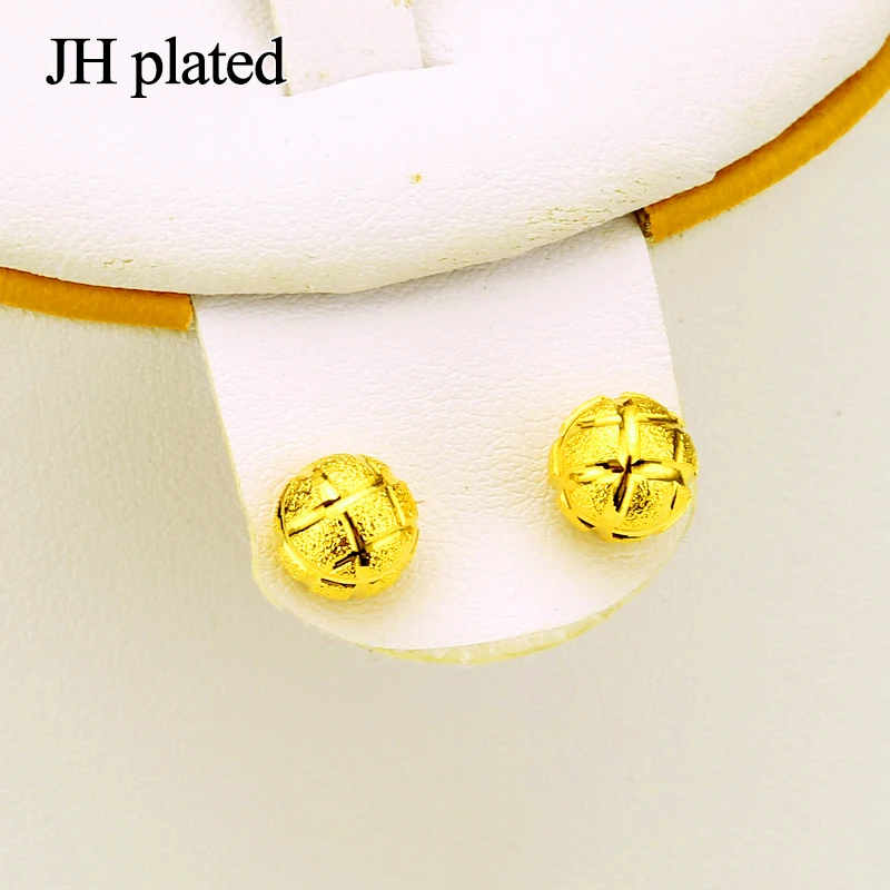JHplated 4 мм, 6 мм, 8 мм, 12 мм, 24K серьги-гвоздики в эфиопском стиле для Ближнего Востока, африканские серьги-шарики для женщин, подарок