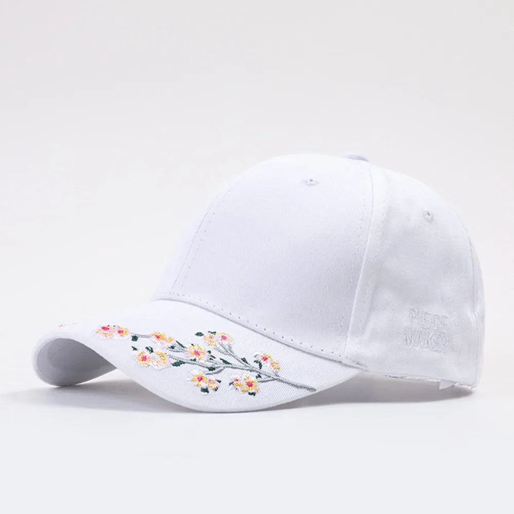 

2019 Adjustable Baseball Caps For Women Solid Color Elegant Symmetrical Embroidery Flowers Sun Hats Lady Personality Trend Cap