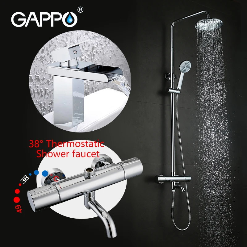 

GAPPO shower Faucet thermostatic rainfall shower mixer taps bathroom waterfall Basin sink mixer taps thermostatische