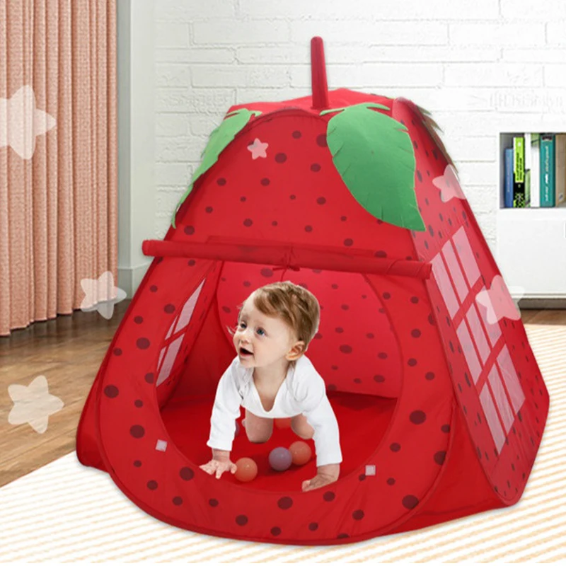 

Strawberry Shape Game House Play Tent Ball Pit Pool Indoor Outdoor Toys Girls Princess Portable Foldable Playhouse Toy For Kids