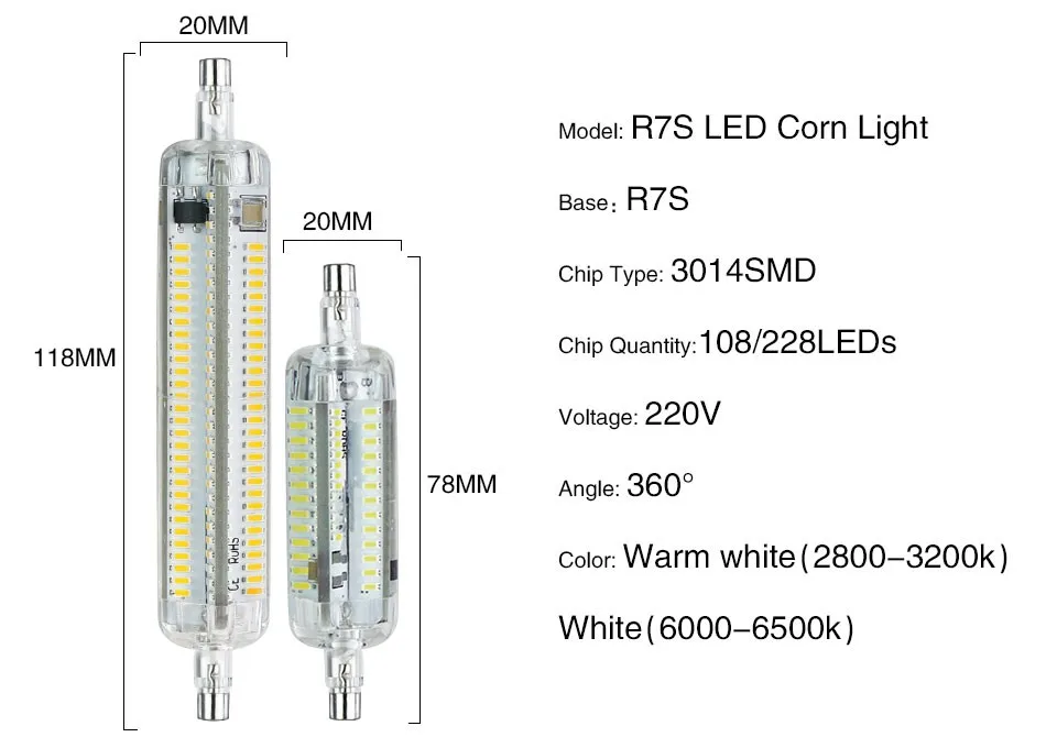 3014 СВЕТОДИОДНЫЙ R7S лампа с силиконовой трубкой AC 220V лампады r7s SMD 78 мм 118 мм 10 Вт 15 Вт лампочка Замена галогенного домашнего освещения