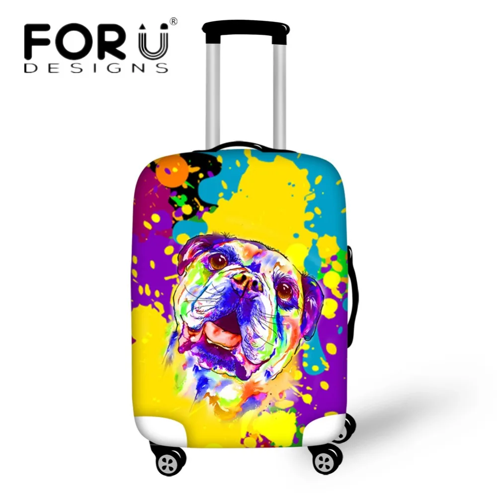 

FORUDESIGNS Colorful 3D French Bulldog Frenchie Travel Luggage Protective Cover Travel Suitcase Cover for 18-30inch Trolley Case