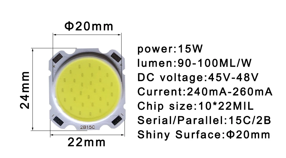 10 pcs a lot 3W 5W 7W 10W 12W 15W High Power LED COB Light Beads LED lamp Bead LED Bulb Chip Spot Light Downlight Diode Lamps