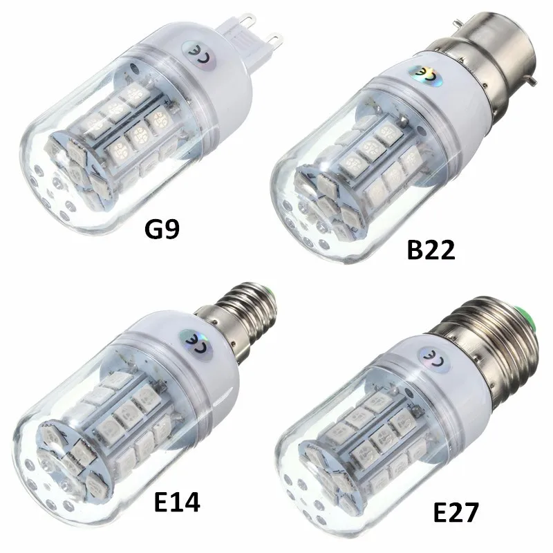 27 Светодиодный ных ламп E27 E14 G9 B22 2 5 Вт 5050 SMD светодиодсветильник лампа с
