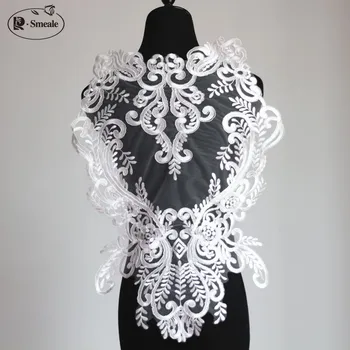 

2pcs/lot New Fashion Embroidery Lace Patch Can Be Used for Wedding Dress Decoration DIY Clothing Accessories 57*39cm RS1773