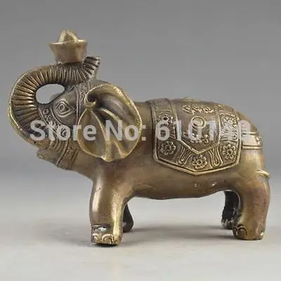 

CHINESE BRASS HANDWORK HAMMERED PATTERN OLD ELEPHANT VIVID STATUE ORNAMENT