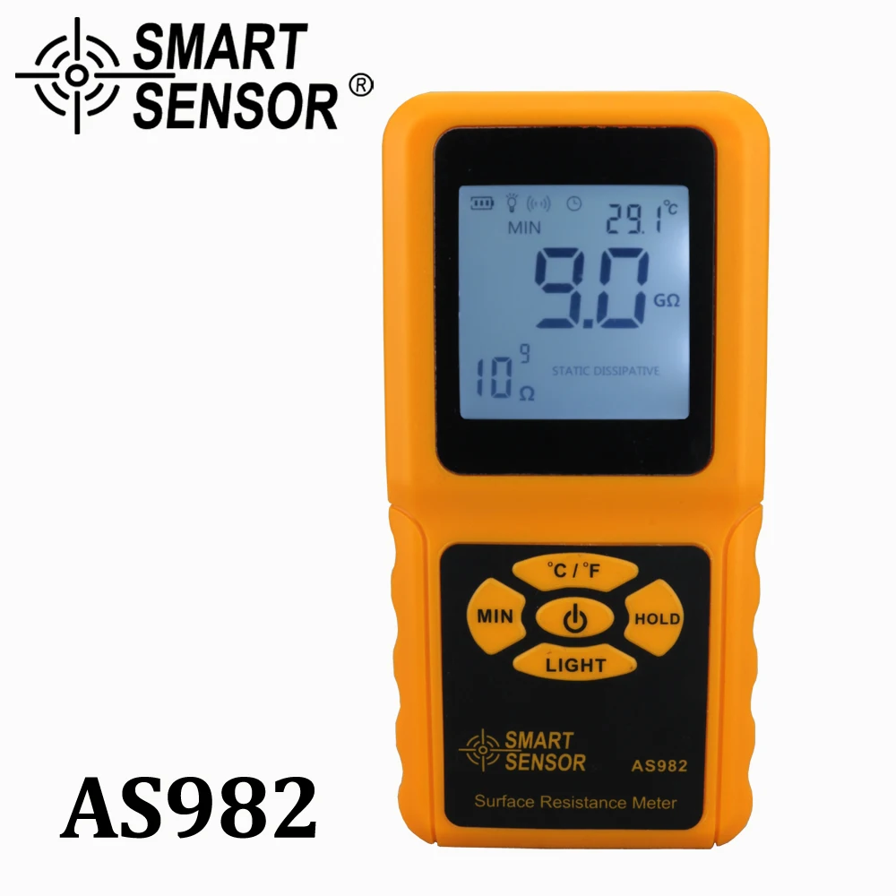 Smart sensor Portable LCD display surface resistance meter tester Handheld Earth Resistance Meter with Data Holding function