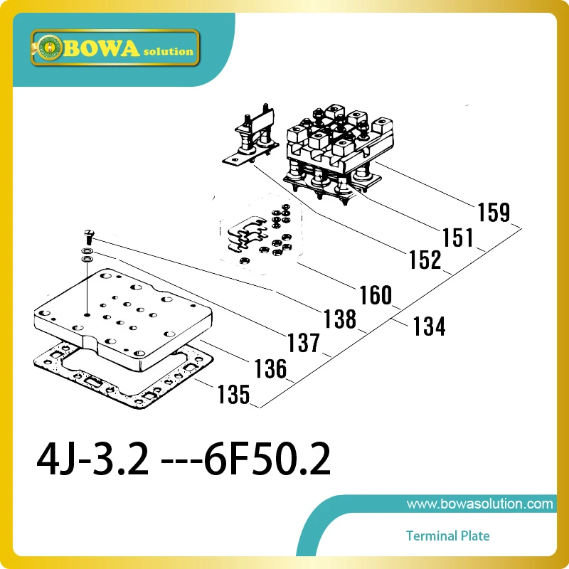 B6 Terminal plate compatible with Bitzer 4G13.2 to 6F50.2 semi-hermetic refrieration compressor