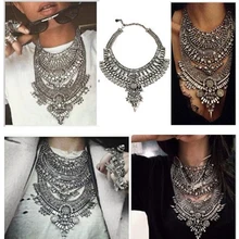 2017 Women font b Necklaces b font Pendants Vintage Crystal Maxi Choker Statement Collier Femme Boho