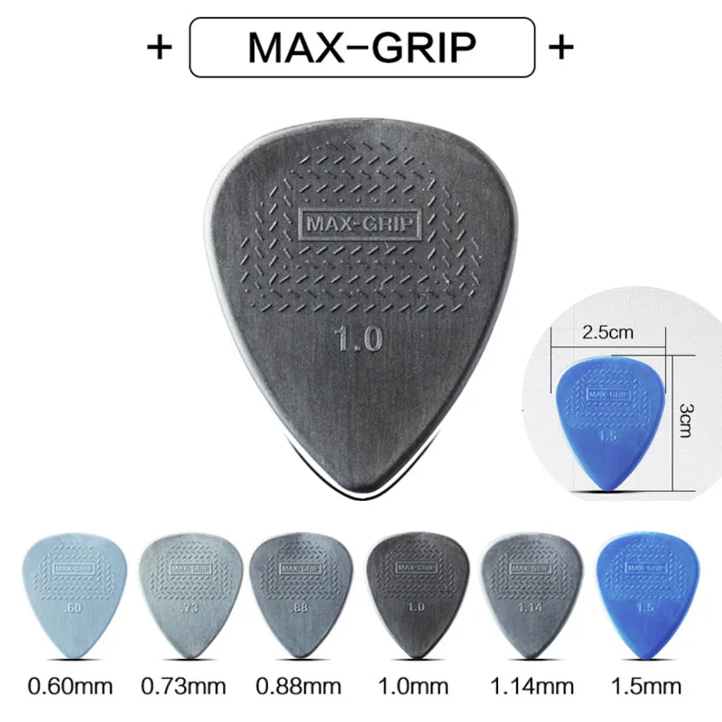 Цельнокроеное платье Dunlop нейлон Max Grip Стандартный гитары Палочки медиатор гитары gicks, 0,6/0,73/0,88/1,0/1,14/1,5 мм гитары Палочки s