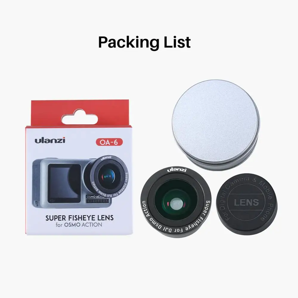 Линза для экшн камеры Ulanzi оптическое стекло Dji Osmo Action HD 4K с углом обзора 180