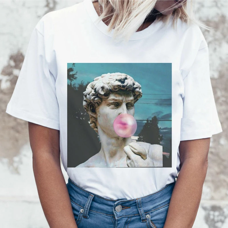 

New Aesthetic T-shirt Women Harajuku Ullzang Funny Print T-shirt Fashion Casual Summer Tshirt Short Sleeve O Neck Top Tee Female