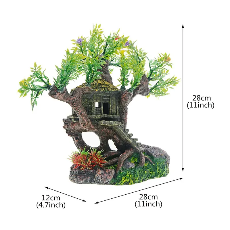 Украшение для аквариума из смолы, старый деревянный дом, пластиковый декор для дерева, реалистичное искусственное растение, изделия из смолы для аквариума