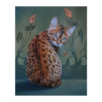 

Oil paintings hand painted canvas art realist wall pictures for living room cheap brown cat pets customizable cavans painting